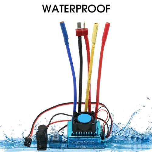 RC Car Brushless ESC, 80A Electronic Speed Controller, Waterproof Brushless ESC for 1/10 RC Car, Boat, Aluminum Alloy, Plastic
