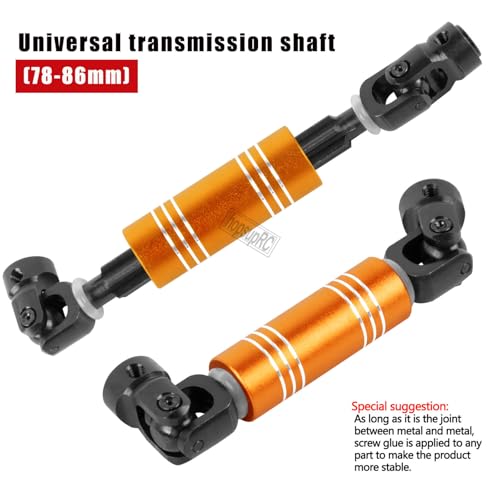 RC 78-86MM Crawler Drive Shaft Upgrades Part for 1/10 Axial SCX10 SCX10 II 90046 SCX10 III AXI03007 TRX4 D90,Universal Driveshaft,Steel and Aluminum axles,Gold(1PCS) - size: 78-86MM