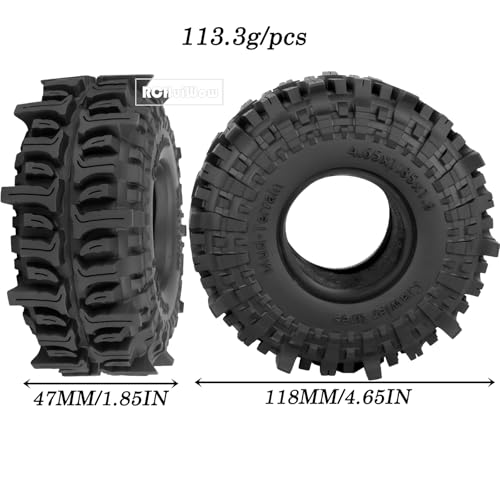1.9 Inch RC Crawler Tires Skins Soft Rubber Off-Road Tyres for 1/10 TRX4 TRX6 SCX10 90046 AX103007 D90 Gen7 MST VS4-10,RCHuiWow High Grip Mud Terrain Tyres,StyleG - style: StyleG(4pcs)