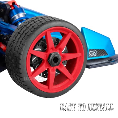 RC Highway Tires Wheel for 1/7 Infraction 6S BLX/Limitless,1/8 Typhon 6s BLX,7 Spokes Wheel Rim & Rubber Highway Tires RC Drift Tires,Red - color: Red - (4pcs Highway Tires)