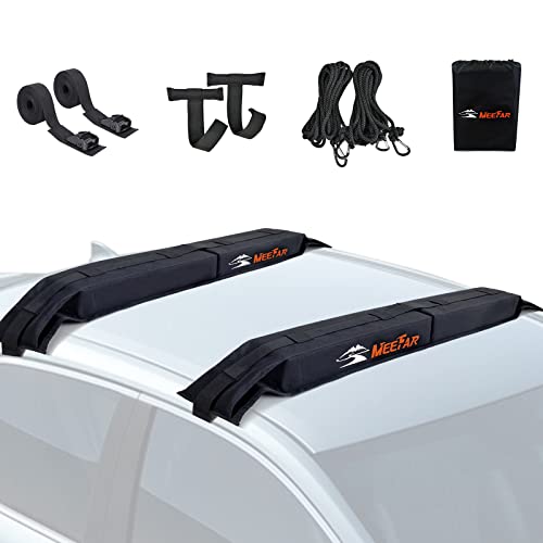 Kayak Car Roof Rack Pad for Kayak Surfboard SUP Canoe Soft Roof Rack Pads | Universal soft roof rack for kayak surfboard Include 2 Tie Down Straps,2 Tie Down Rope,2 Quick Loop Strap,Storage Bag - size: 32 Inch