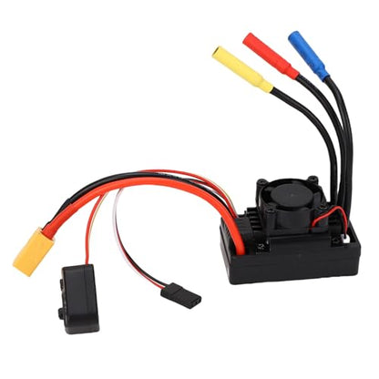 Brushless ESC, ABS RC Electronic Speed Controller 60A with Water and Dust Proof Cooling Fan, 2 to 3S LiPo, Multiple Protection for 1 to 10 Buggy On Road Off Road