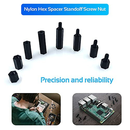 350PCS M3 Black Male Female Nylon Hex Spacer Standoff Screw Nut Set Assortment Kit (Black) for PCB Motherboard Circuit Board - size: 350Pcs M3