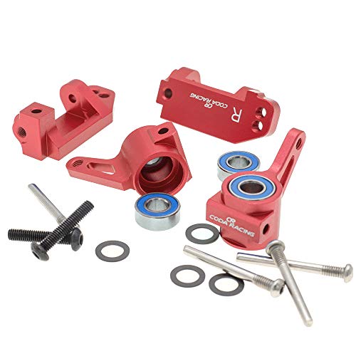 RC Alloy Caster Block&Steering Blocks for Traxxas 1/10 2WD Slash, Stampede, Rustler, Nitro Slash-Replaces Part 3736 3632 - color: Red