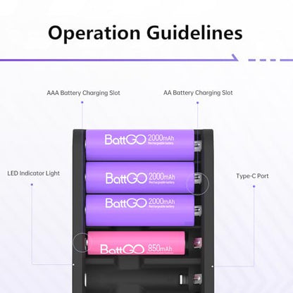 ISDT Battery Charger AA AAA Rechargeable Batteries 8-Bay Portable Smart Charger Fast Charging USB Input Port for 1.2V NiMH NiCd 1.5V Li-lon LiFePO4 Batteries with Bluetooth APP Connection (Black) - size: 8 Slot