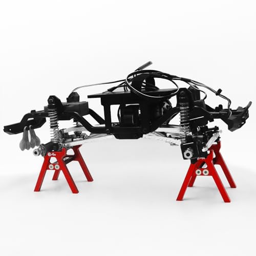 RC Car Stand Aluminum Alloy RC Car Static Display Stand RC Work Stand for 1/18 1/24 TRX4M FCX18 SCX24 FCX24 RC Car Upgrade Parts (Red) - color: Red