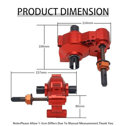 CNC Metal Differential Diff.Gear Box Case Assembly Kit (Red) | for 1/5 Hpi Rofun Baha Km Rovan Baja 5B 5T 5Sc Truck Rc Car Parts - color: Red