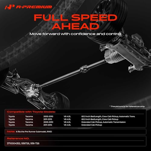 A-Premium Rear Drive Shaft Driveshaft Assembly Compatible with Toyota | for Tacoma Pre Runner 2005-2015 4.0L, [RWD], [Crew Cab Pickup or Extended Cab Pickup], Replace# 3710004352, 79.61" Prop Shaft - style: (RWD) 2005-2015 Tacoma V6 4.0L