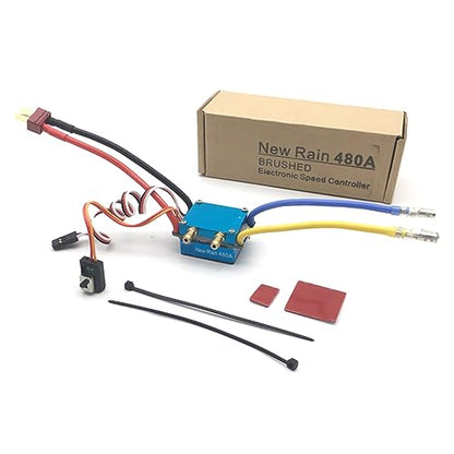 CHICHIYANG RC Steel Brushed ESC Kit, Aluminium Alloy Water-Cooled Dual Mode Brushed ESC Kit for RC Boat/Car RC Car RC Crawler - size: 480A