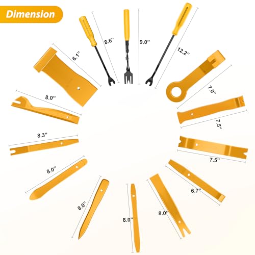GOOACC 200Pcs Trim Removal Tool, Auto Push Pin Bumper Retainer Clip Set Fastener Terminal Remover Tool Adhesive Cable Clips Round Handle Crowbar Kit Car Panel Radio Removal Auto Clip Pliers, Yellow - color: 200Pcs Clips Removal Kit Yellow