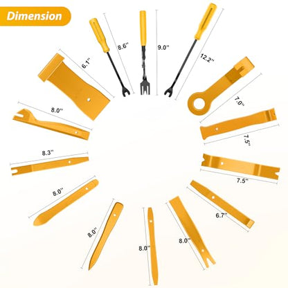 GOOACC 200Pcs Trim Removal Tool, Auto Push Pin Bumper Retainer Clip Set Fastener Terminal Remover Tool Adhesive Cable Clips Round Handle Crowbar Kit Car Panel Radio Removal Auto Clip Pliers, Yellow - color: 200Pcs Clips Removal Kit Yellow