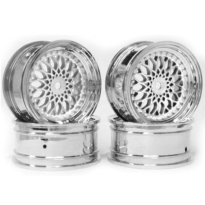 4PCS 64mm Rubber Tires and Plastic Wheel Rims Set 12mm Hex Replacement Part for Sakura Tamiya TT02 HPI HSP Kyosho 1/10 RC On Road Run-flating Touring Racing Car Tyre (Silver, Offset:3mm) - color: Silver, size: Offset:3mm