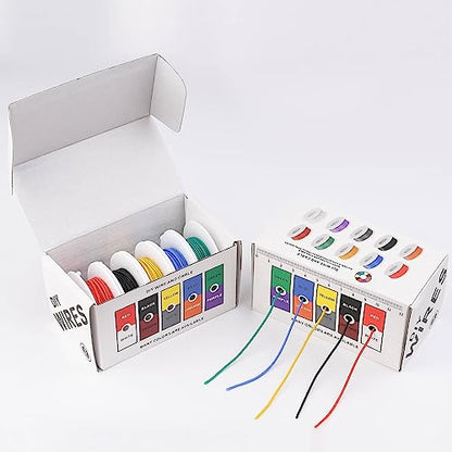 24 Gauge Wire Stranded Electrical Wire 24 AWG Electric Hook Up Wire Kit Flexible Silicone Tinned Copper Wires, OD:1.6mm, 5 Colors 32.8ft Each, with Free 20pcs φ3mm Heat Shrink Tubing - style: 24AWG - 5 Rolls 32.8ft each