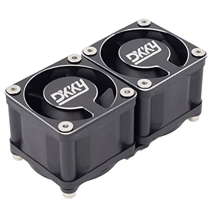DKKY RC Motor Cooling Fan Heatsink 2Pcs DIY Kit for TRX4 ARRMA Axial 1/10 1/8 1/5 RC Model Car Upgrade Parts (Black) - style: Black