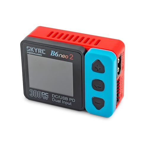 SKYRC B6 Neo2: Balance Lipo Battery Charger for 1S-6S Lipo/Li-Ion/LiHV, 1-15S NiMH/NiCd - DC 300W, PD 80W, Smart Battery Charger, Discharger and Storage (Blue-Red)