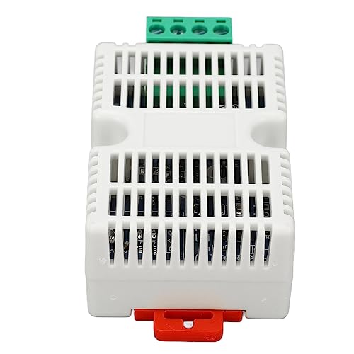 RS485 Temperature Humidity Transmitter, DIN Rail Sensor Module with Digital Chip Industrial Monitoring for PLC Cabinet Server Room ABS DC12V 1 Pack