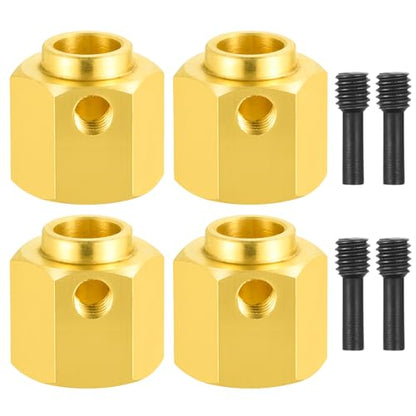 4Pcs Brass 12mm Wheel Hex Hubs Adapter, 12mm Thickness | 5mm, 8mm, 9mm, 10mm, 11mm, 12mm, Extension Combiner, Counterweight, For 1/10 Tra-xxas TRX4, RC Crawler Car - color: 12mm Thickness