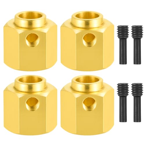 4Pcs Brass 12mm Wheel Hex Hubs Adapter, 12mm Thickness | 5mm, 8mm, 9mm, 10mm, 11mm, 12mm, Extension Combiner, Counterweight, For 1/10 Tra-xxas TRX4, RC Crawler Car - color: 12mm Thickness