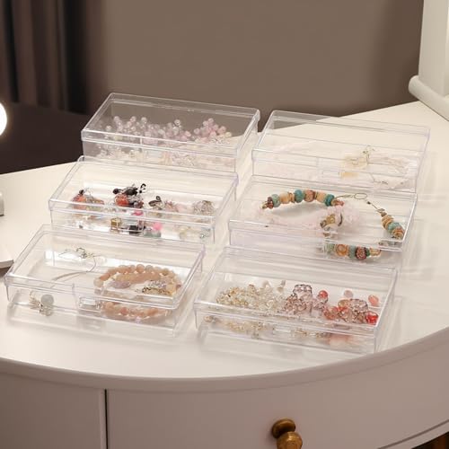 Goodma 8 Pieces Rectangular Clear Plastic Organizer Box, 135 x 80 x 30 mm | 135 x 80 x 30 mm, Hinged Lids, For Small Items, Craft Projects - size: 135 x 80 x 30 mm