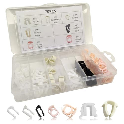 TOPCNOEM 70pcs Fuel Line Retainer Clip Assortment Kit, 5/16" & 3/8" Fuel Lines, 7 Popular Sizes, Compatible with Ford GM