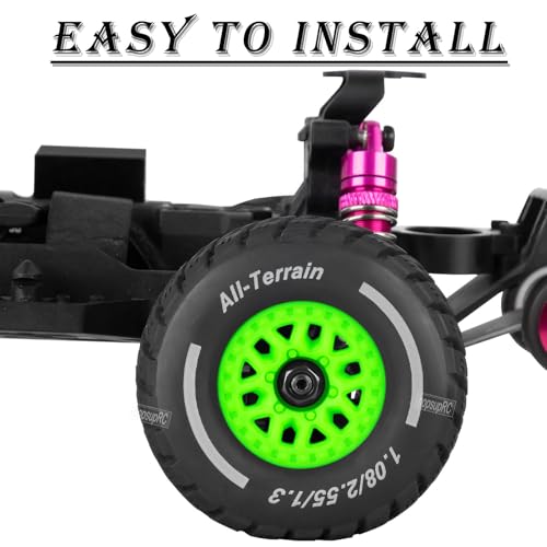 RC Wheels for 1/14 Mini Mojave GROM RC Car,RC Tires Beadlock Wheels Hub Rim Tires Wheels and Plastic Wheel hub Green(4PCS) - color: Green/for Mini Mojave Grom