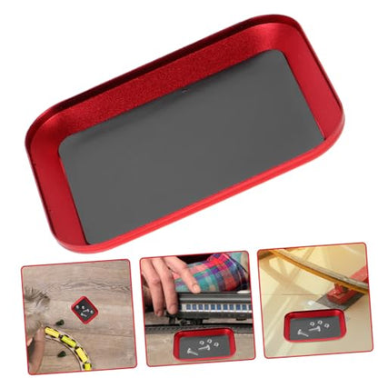 Magnetic Screw Storage Tray Aluminum Alloy Parts Organizer for Garage Home and Model Crafting Efficient Precision Design with Separated Slots Red - color: Red