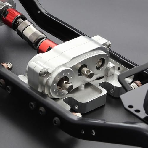 Metal Transfer Case with Reverse Shaft for 1/10 RC Crawler Axial SCX10 Chassis DIY Prefixal Planetary Gear Transmission Upgrade (Black)