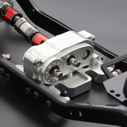 Metal Transfer Case with Reverse Shaft for 1/10 RC Crawler Axial SCX10 Chassis DIY Prefixal Planetary Gear Transmission Upgrade (Black)