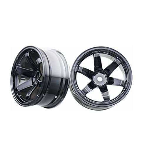 4PCS RC Car Rubber Tires and Plastic Wheels Rims Compatible with 1/10 Scale On Road Touring Racing Flat Drift Car for HSP HPI Tamiya (Gray) - color: Gray