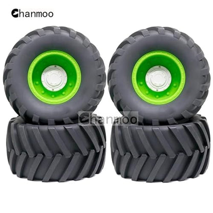 1/8 RC Monster Truck Tires and 17mm Hex Wheels Rims Rubber Buggy Tyres for 1:8 Scale Off Road Truck Car Kaiju Tmaxx E-Revo 3.3 Arrma Kraton 6S Typhon 3S Traxxas Maxx HPI Redcat 4PCS (Green) - color: Green