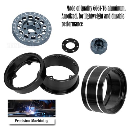 RC 2.2 Beadlock Wheels Adjustable 4 Offsets Rims for 1/10 RC Crawler Car SCX10 SCX10 II 90046 SCX10 III AXI03007 SCX10 Pro TRX4 TRX6 D90 Gen7/8 VS4-10 MST CFX,Titanium - color: Titanium (2.2 Beadlock Wheels Rims)