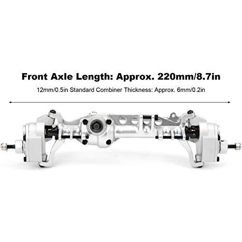 Remote Control Car Metal Front Portal Axle Assembly for 1/10 SCX10 III RC Crawler (Silver) - color: Silver