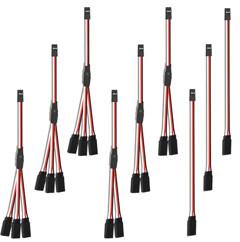 9PCS Universal RC Y Harness Connector 3 Pin Plug Splitters Servo Extension 26AWG- 15cm Mixed Styles Male to Female Servo Extension Cord Wire Cable Compatible with Jst Jr Futaba Rc Car or Airplanes