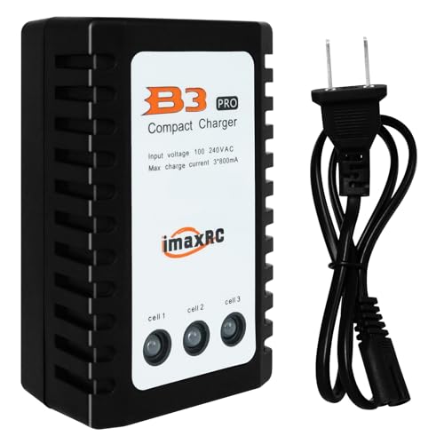 B3 Lipo Battery Charger - 2S 3S RC Balance Chargers AC 7.4-11.1V 10W with XH3P XH4P Plug for RC Car Batteries Drone Boat Airplane Truck Quadcopter Airsoft SCX24 SCX10