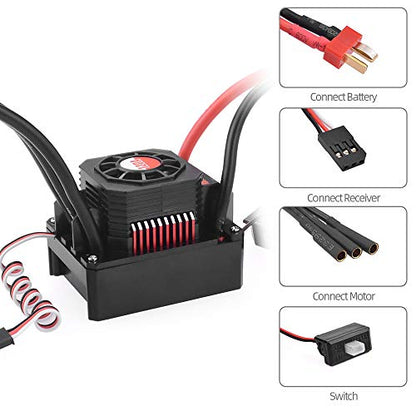 GoolRC 120A Brushless ESC Waterproof Electric Speed Controller for 1/8 1/10 RC Truck Off-Road Car