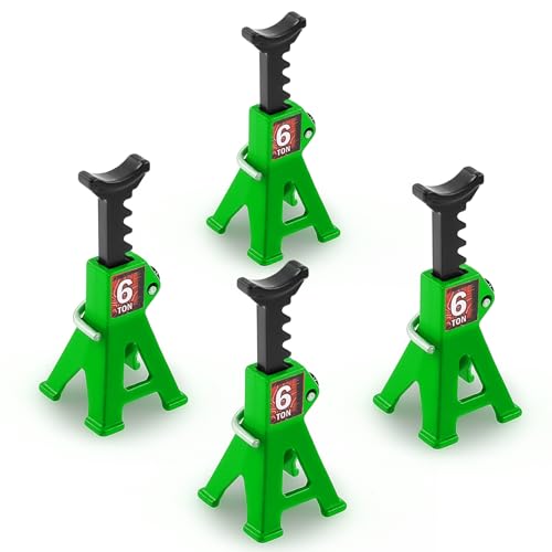4pcs 1/24 RC Scale Metal Mini Toy Jack Stands for Simulation Compatible with 1/18 and 1/24 RC Crawler Cars SCX24, AX24, TRX4M, FCX24 (Green) - color: Green