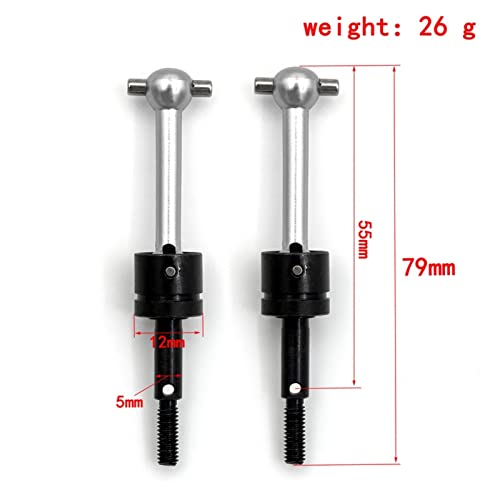 GoolRC 4PSC RC Drive Shaft, Tamiya Upgrades Drive Shaft Metal Universal CVD Drive Shaft Dogbone Joint Replacement for Tamiya TT01 TT02 1/10 Remote Control Car - color: Silver