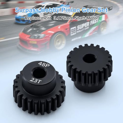 48P 21T 22T 23T 24T 25T Pinion Gear Sets with Screwdrivers for 3.175mm Shaft Brushless Brush Motor Compatible with Arrma HPI Kyosho Losi Axial Traxxas Tamiya 1/10 RC Car Monster Truck Buggy - size: 21T 22T 23T 24T 25T