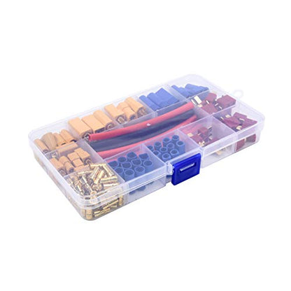 102pcs XT60 / XT90 / EC3 / EC5 / T-Plug Deans /3.5mm Banana Plug Male Female Connectors Adapter with Heat Shrink Tubing for RC ESC Lipo Battery Motor Accessories