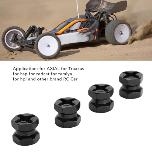 12mm Hex Hub Extenssion, RC Wheel Hex Spacers Hex Drive Adapter, Aluminium Alloy Rustproof Easy Install Sturdy Hex Extended Wheel Hubs for 1/10 RC Car (Black)