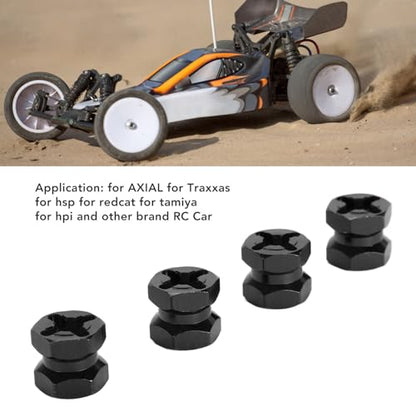 12mm Hex Hub Extenssion, RC Wheel Hex Spacers Hex Drive Adapter, Aluminium Alloy Rustproof Easy Install Sturdy Hex Extended Wheel Hubs for 1/10 RC Car (Black)