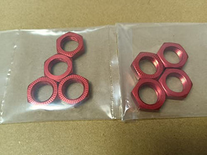 Aluminum RC Wheel Nuts 17mm Thread 1.0mm for RC ARRMA HSP AXIAL FS HIMOTO Redcat Upgraded Hop-Up Parts 8pcs/Set (Red) - color: red