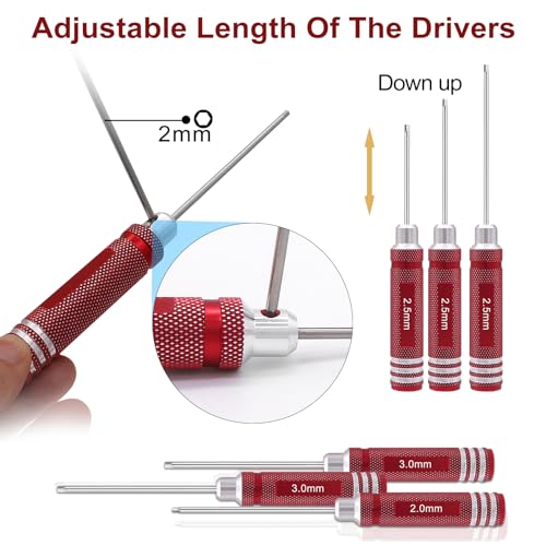 19Pcs RC Car Tool Kit Hex Screwdriver Set Nut Drivers Phillips Screwdrivers Plier Wrench Body Reamer for 1/8 1/10 Traxxas Axial Arrma DJI Drone Boat RC Repair Tool Kit Red - color: Red