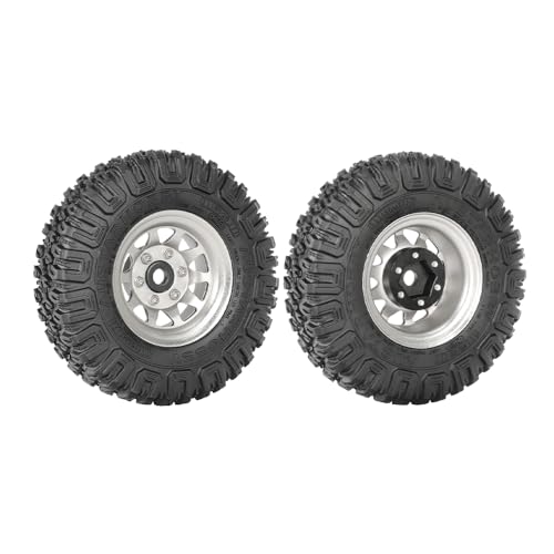 4PCS RC Car 1.55 Inch Tyres Aluminum Alloy Metal Beadlock Wheel Rim and Rubber Tires for 1/10 RC Crawler Car for Axial AX90069 D90 TF2 Tamiya CC01 LC70 MST JIMNY(85mm-10Holes Silver) - color: 85mm-10Holes Silver