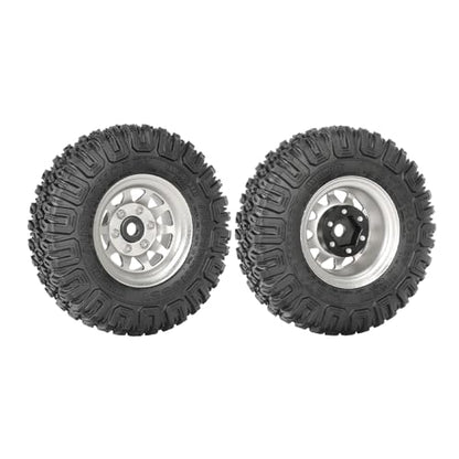 4PCS RC Car 1.55 Inch Tyres Aluminum Alloy Metal Beadlock Wheel Rim and Rubber Tires for 1/10 RC Crawler Car for Axial AX90069 D90 TF2 Tamiya CC01 LC70 MST JIMNY(85mm-10Holes Silver) - color: 85mm-10Holes Silver