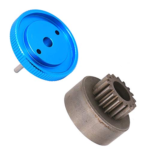 16T Flywheel Clutch Bell & Ball Bearings Set for HSP 94188 1/10 RC 1:10 Car Upgrade Parts Aluminum Alloy 16 Teeth Flywheel Assembly Kit Set (Color: Blue)