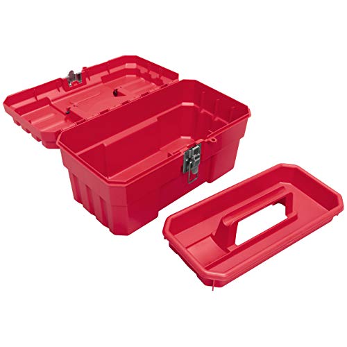 Akro-Mils 14-Inch Plastic Toolbox w/Removable Tray, Steel Latch & Padlock Eye, Industrial-Grade Tool Box/Tools, Crafts, First Aid & Hobby Supplies, 14" x 8" x 8", Made in USA, Red (09514) (Pack of 6) - color: Red, size: 14-Inch x 8-Inch x 8-Inch (Pack of