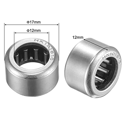 uxcell HK121712 Needle Roller Bearings 12mm Bore 17mm OD 12mm Width Chrome Steel Open End 10pcs - size: 12x17x12mm