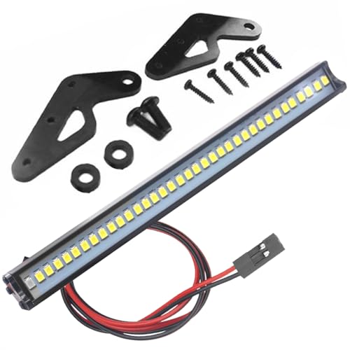 16LEDs RC Crawler Car LED Light Bar Roof Lamp Simulation Spotlight Kit 5-8.4V & Super Bright 36 LED Light Bar Metal Roof Lamp Lights