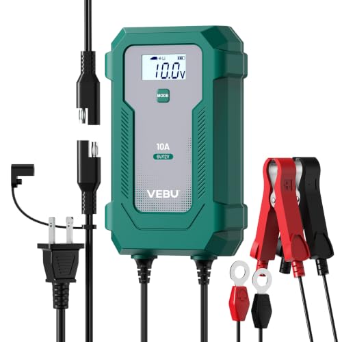 10A 6V/12V Smart Battery Charger- Automatic Maintainer, Trickle Charger & Desulfator with Overcharge Protection, Plug & Play Design for Lead-Acid & LiFePO4 Batteries - size: 10 A